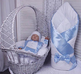 Літній комплект конверт Beauty та комбінезон Фрак з шапочкою для новонароджених, блакитний