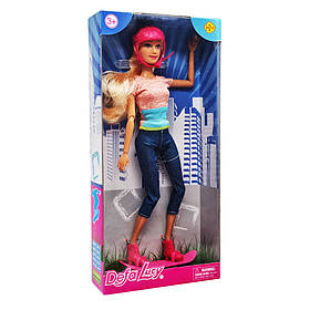 Дитяча лялька на скейті в шоломі DEFA 8375 шарнірна Помаранчевий, Toyman