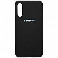 Чехол для Samsung Galaxy A50 Silicone Case (чёрный цвет) с микрофиброй