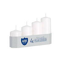 Набор свечей цилиндр Aura Candles Bispol SW50_4_090 Белые 4 шт, Toyman