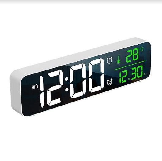 Електронний настільний LED годинник з будильником SBTR Білий (BM81-White)
