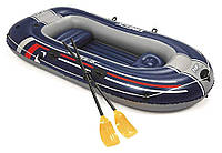 Надувний човен з ножним насосом та 2 веслами Bestway 61068 Синій Надувний човен для відпочинку