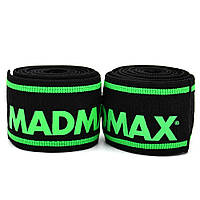 Бинты на колени MadMax MFA-299 Non slide & slip knee wraps 2.0m Black/Green (MFA-299-U)