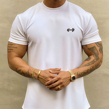 Футболка чоловіча бавовна Штанга Chunmianjidi біла