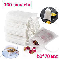 Фільтр-пакети на зав'язках для чаю, трав, спецій Tea Bags 50*70 мм 100 шт