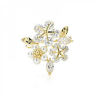 Брошь BROCHE Lux Цветы золотистая BRBF113215 BK, код: 7783357