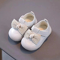 Детские белые туфли с бантиком для девочки белые нарядные туфельки для малышей 12-13 см
