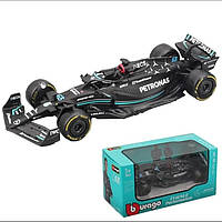 Колекційна модель Bburago Mercedes W14-63 із металу (масштаб 1:43) black. Металева машинка.