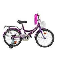 Велосипед двухколесный фиолетовый с корзинкой 18 дюймов для девочки Corso Maxis от 6-9 лет легкий