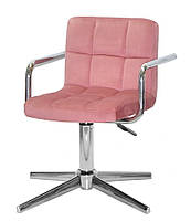 Крісло з підлокітниками Arno Modern Base оксамит, на хромованій хрестовині на стопах, фото 3