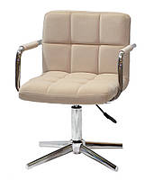 Крісло з підлокітниками Arno Modern Base оксамит, на хромованій хрестовині на стопах, фото 4