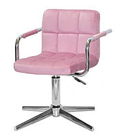 Крісло з підлокітниками Arno Modern Base оксамит, на хромованій хрестовині на стопах, фото 5