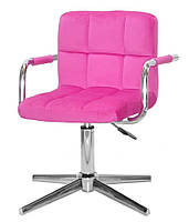 Крісло з підлокітниками Arno Modern Base оксамит, на хромованій хрестовині на стопах, фото 6