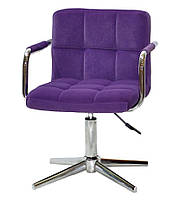 Крісло з підлокітниками Arno Modern Base оксамит, на хромованій хрестовині на стопах, фото 7