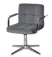 Крісло з підлокітниками Arno Modern Base оксамит, на хромованій хрестовині на стопах, фото 8