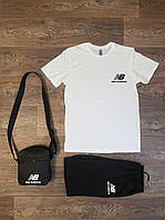 Летний набор сумка футболка и шорты для мужчин (Нью Беланс) New Balance, Турецкий хлопок