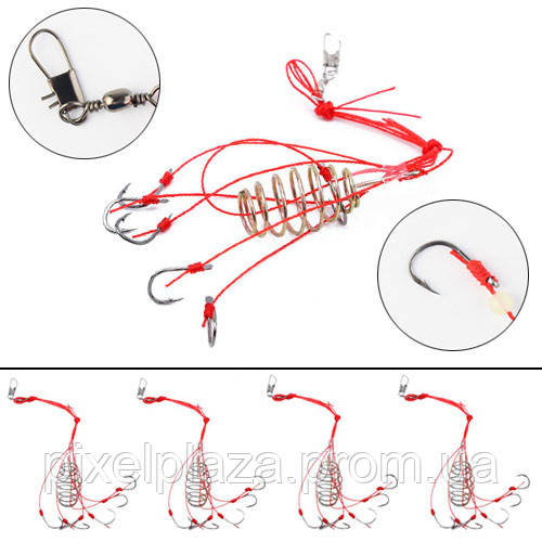 Донная снасть оснастка 4х кормушка с крючками 13 для фидера PZ, код: 7338517 - фото 2 - id-p2171754880