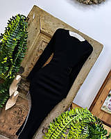 Элегантное платье в обтяжку с бахрамой черный TRA