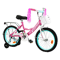 Велосипед двухколесный розовый для девочки 18 дюймов Corso Maxis от 6-9 лет легкий