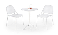 Пластиковый круглый стол белый CALVO 60*60*72 (без кресел) (Halmar)
