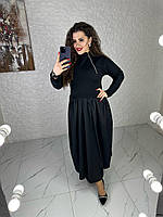 Платье: на груди рабочая молния + по бокам юбки потайные карманы черный TRA