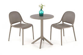 Пластиковий круглий стіл хакі CALVO 60*60*72 (без крісел) (Halmar)