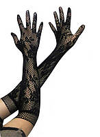 Чорні трикотажні ажурні рукавички А-0003