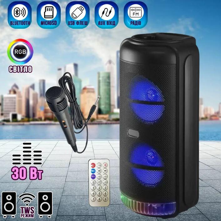 Переносна акустична система SURFACE RX-8228 (8"x2) (30 W) (Дротовий мікрофон) (3000mAh) (Пульт)