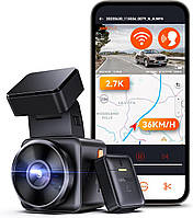 Сток Vantrue E1 2.7K WiFi Mini Dash Cam, передня автомобільна камера з голосовим керуванням з GPS та швидкістю, нічне бачення