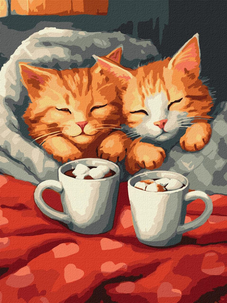 Картина за номерами 30×40 см. Закохані коти ©art_selena_ua Ідейка КНО6588, фото 1