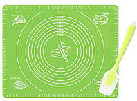 Набор VOLRO силиконовый антипригарный коврик 50 х 40 см Зеленый и лопатка с антипригарным пок DH, код: 2665264