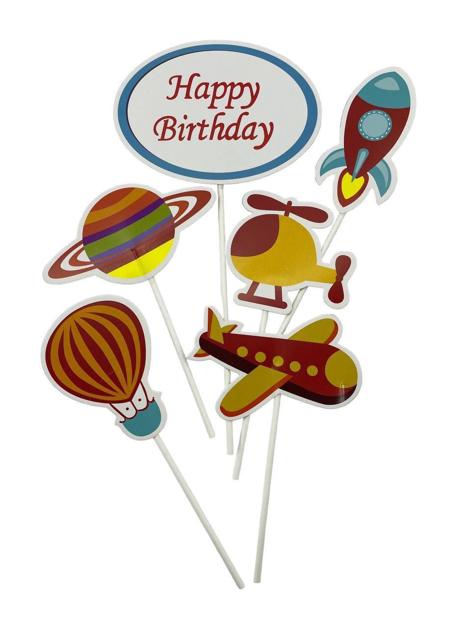 Набір топперів Happy Birthday місяц 6 шт дитячий