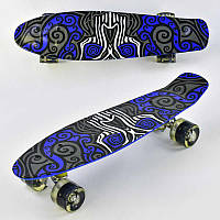 Скейт Пенни борд Best Board со светящимися PU колёсами Black-Blue (74547) DH, код: 7413199
