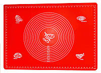 Силиконовый коврик A-PLUS для выпечки и раскатки теста 50*70 см красный DH, код: 8248048