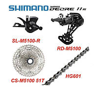 Велосипедный групсет Shimano Deore 5100 11s скоростей Переключатель Манетка Кассета Цепь