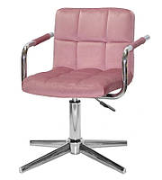 Крісло з підлокітниками Arno Modern Base оксамит, на хромованій хрестовині на стопах, фото 9