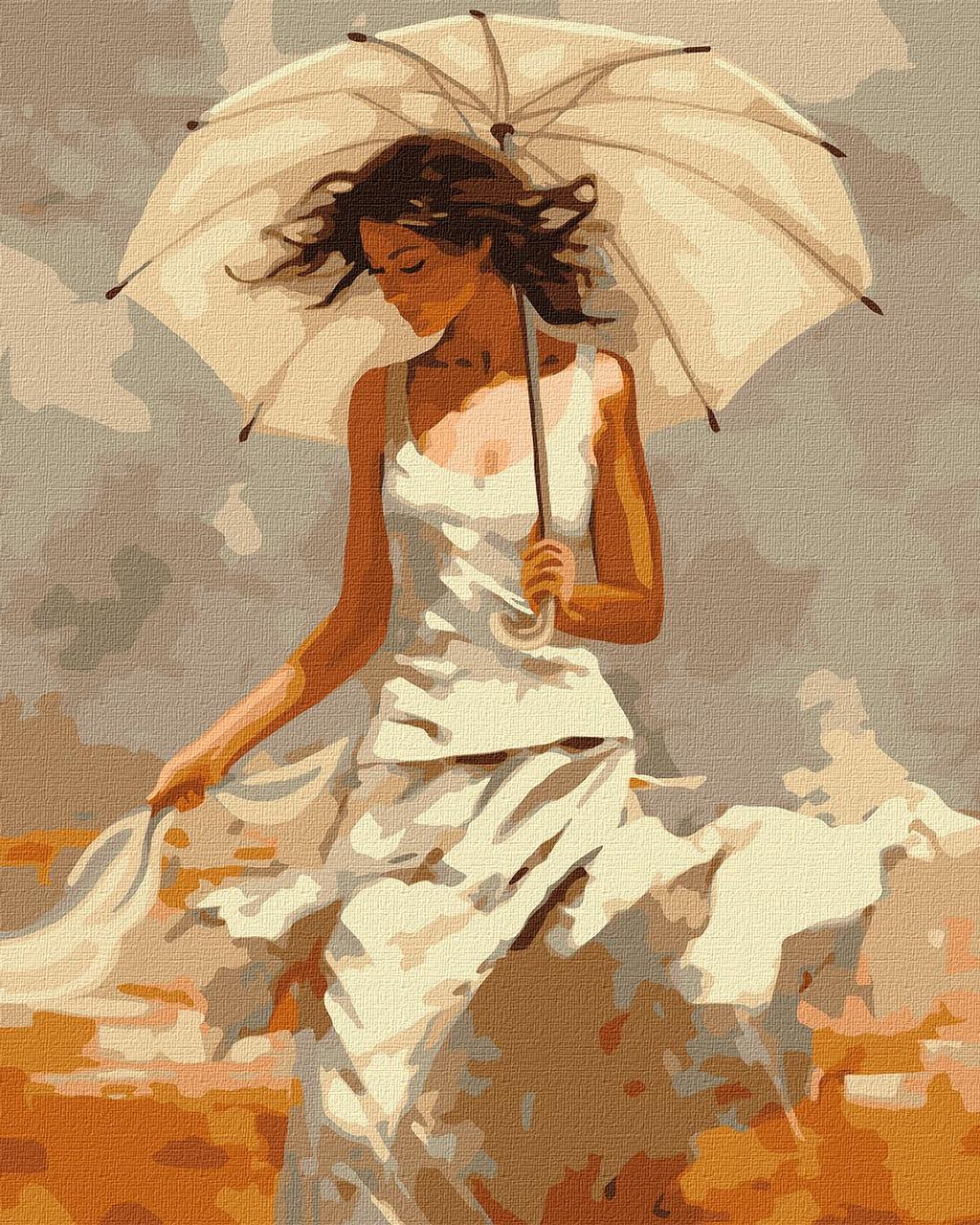 Картина за номерами 40×50 см. Дівчина з парасолькою ©art_selena_ua Ідейка КНО8365