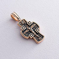 Золотой крест «Распятие Господне. Ангел Хранитель» п02645 Оникс LW, код: 6732088