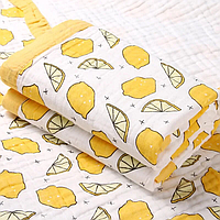 Плед детский муслиновый 6-слойный 110х110см "Лимон" для новорожденных