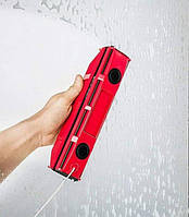 Двусторонний магнитный скребок щетка Magnet Glass Cleaner The Glider Красный
