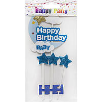 Прикраси - топер для торта Happy Birthday місяць 87-3 87-3(117900) ish