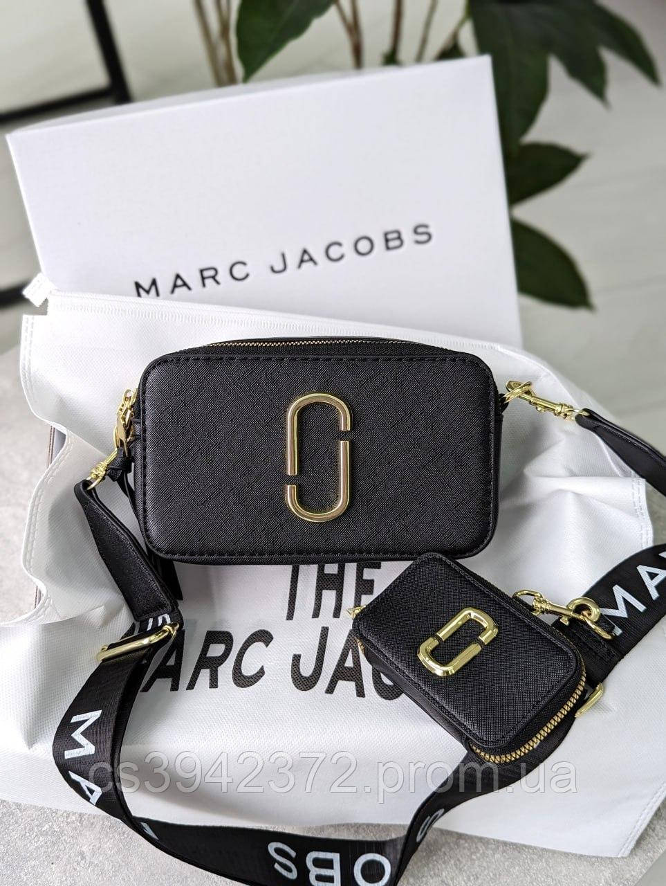 Женская стильная сумка Marc Jacobs Snapshot кроссбоди черного цвета с логотипом - фото 1 - id-p2171899905