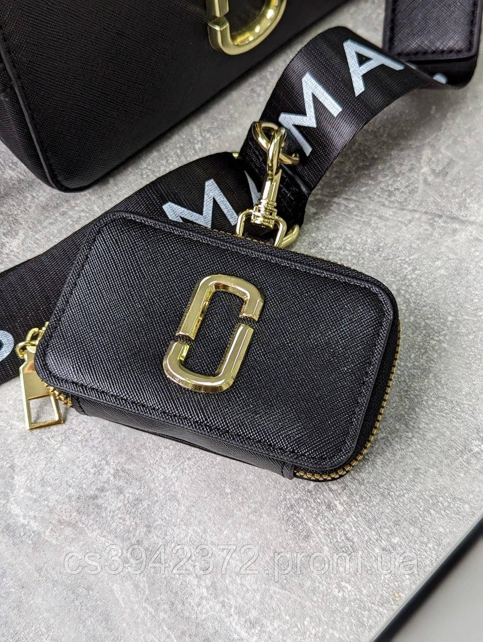 Женская стильная сумка Marc Jacobs Snapshot кроссбоди черного цвета с логотипом - фото 7 - id-p2171899905