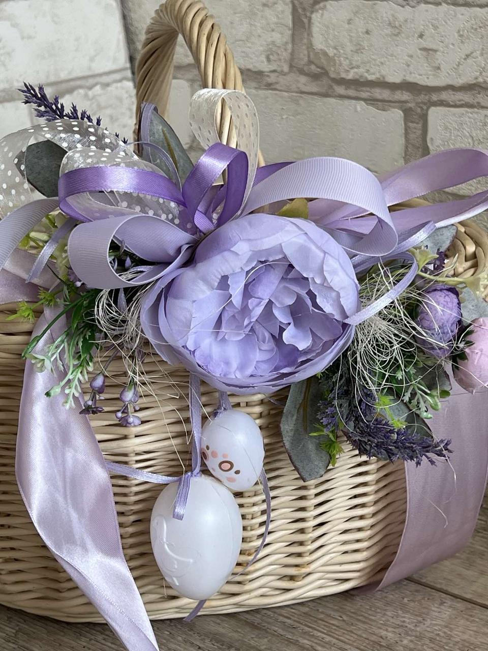 Стрічка з павонією на Великодній кошик, Пасхальна прикраса. 1,5 м, Пасхальний декор., фото 1