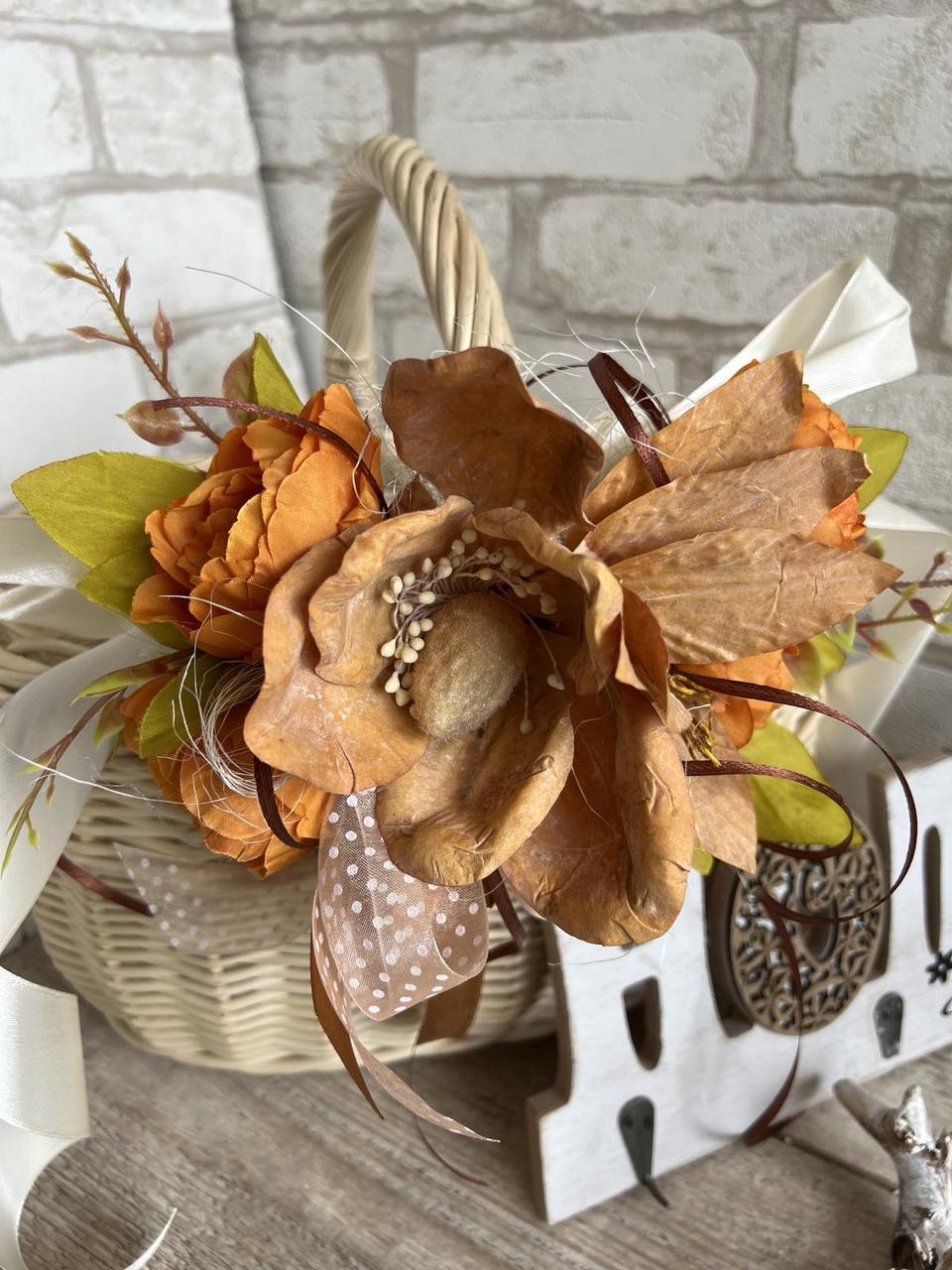 Стрічка з магнолією на Великодній кошик, Пасхальна прикраса. 1,5 м, Пасхальний декор., фото 1