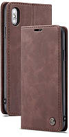 Чохол книжка Caseme з магнітом для iPhone Xs Max кавовий гаманець