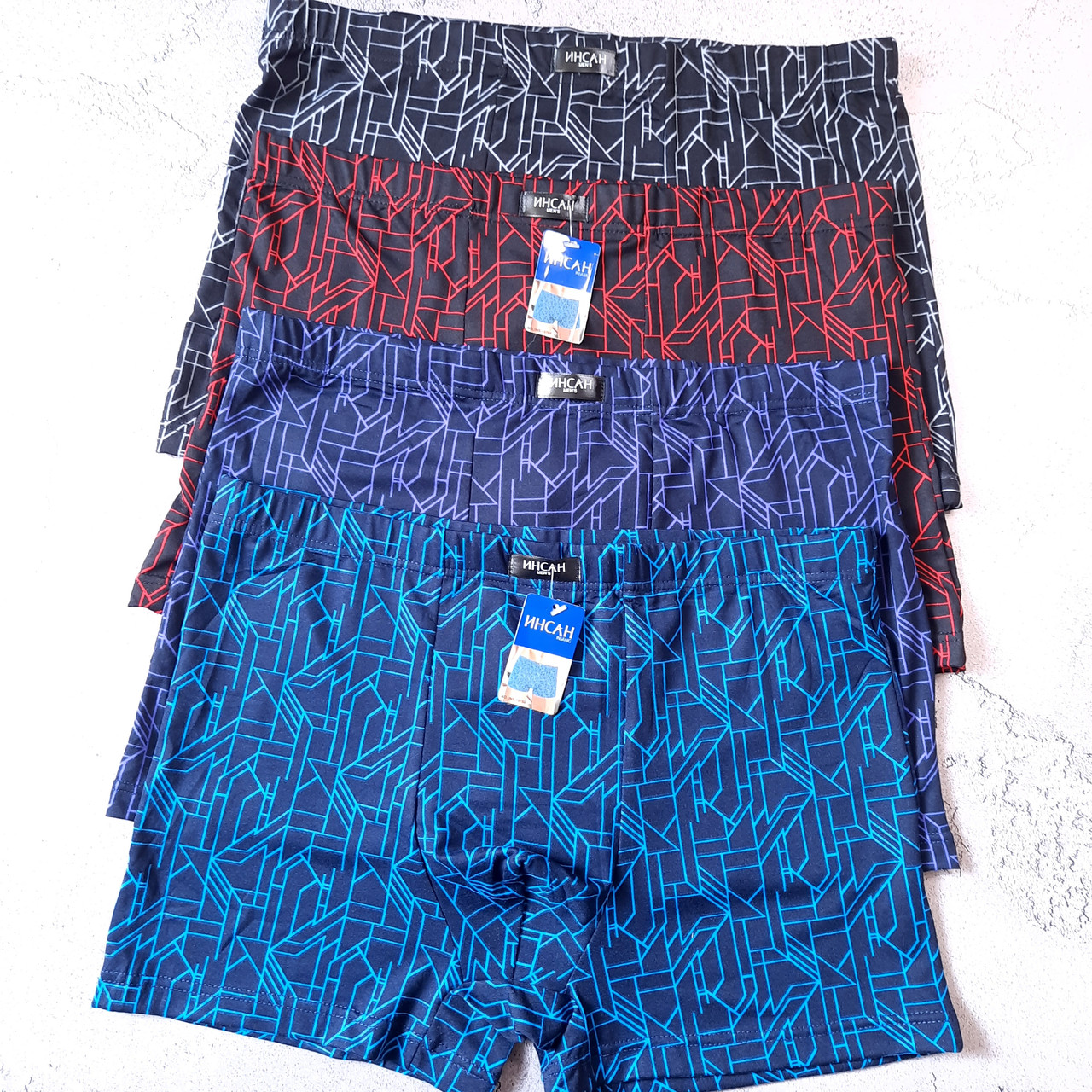 Чоловічі труси боксери набір 4шт від L до 4XL  чоловіча білизна, фото 1