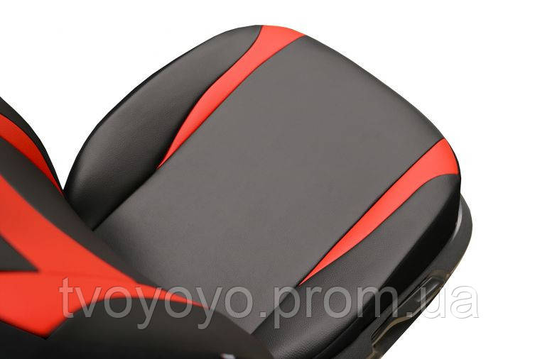 Авточехлы из эко кожи Peugeot 207 2006-2012 POK-TER Design Leather с красной вставкой TV, код: 8448790 - фото 5 - id-p2171916878