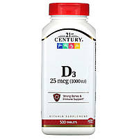 Витамин D3 1000 МЕ 21st Century 500 таблеток QT, код: 7575148