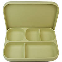 Детская пяти-секционная силиконовая тарелка с присоской и крышкой 2Life 700 мл Зеленый (vol-1 DH, код: 8127445